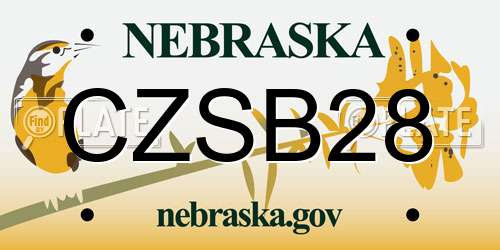 CZSB28 Nebraska License Plate