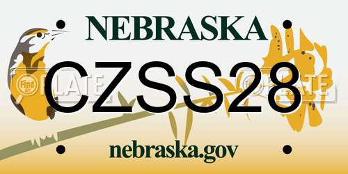 CZSS28 Nebraska License Plate