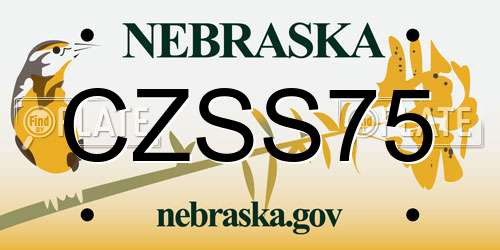 CZSS75 Nebraska License Plate