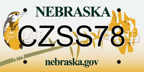 CZSS78 Nebraska License Plate