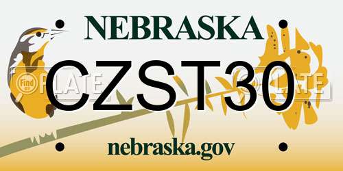 CZST30 Nebraska License Plate