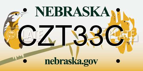 CZT33C Nebraska License Plate