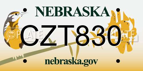 CZT830 Nebraska License Plate