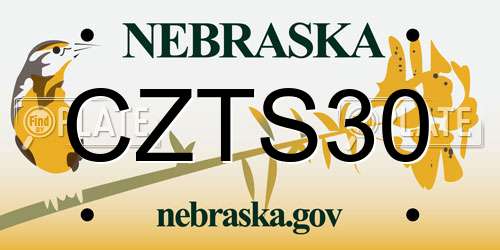 CZTS30 Nebraska License Plate