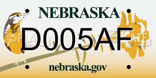 D005AF Nebraska License Plate