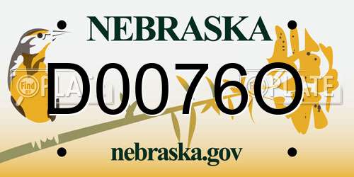 D0076O Nebraska License Plate