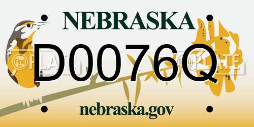 D0076Q Nebraska License Plate