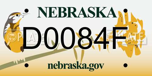 D0084F Nebraska License Plate