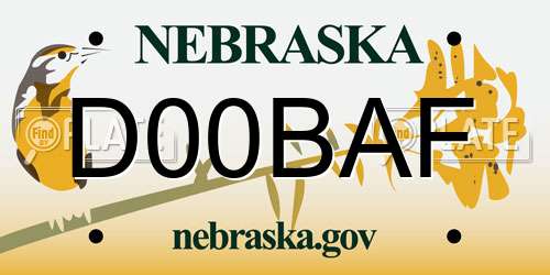 D00BAF Nebraska License Plate