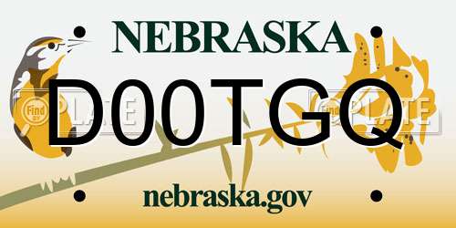 D00TGQ Nebraska License Plate