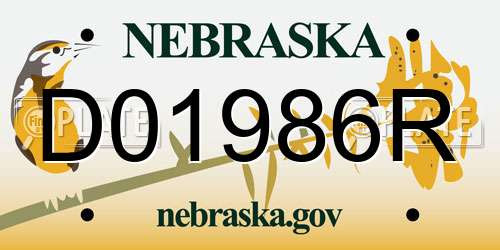 D01986R Nebraska License Plate