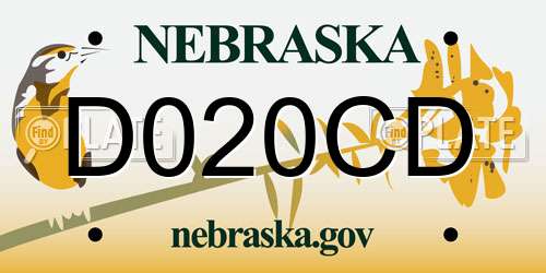 D020CD Nebraska License Plate