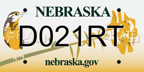 D021RT Nebraska License Plate
