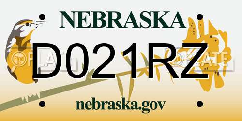 D021RZ Nebraska License Plate