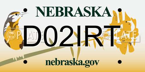 D02IRT Nebraska License Plate