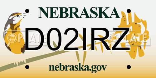 D02IRZ Nebraska License Plate