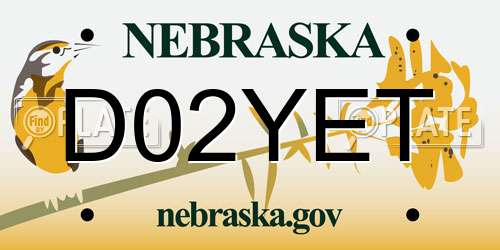 D02YET Nebraska License Plate