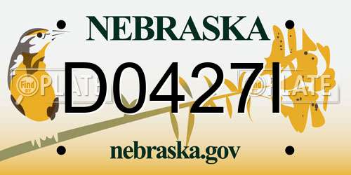 D0427I Nebraska License Plate