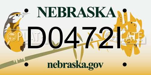 D0472I Nebraska License Plate