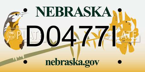 D0477I Nebraska License Plate