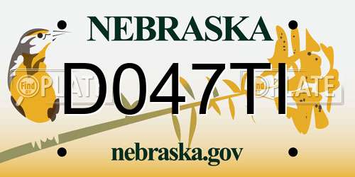 D047TI Nebraska License Plate