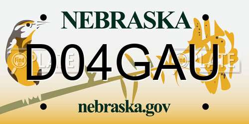 D04GAU Nebraska License Plate