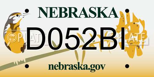 D052BI Nebraska License Plate