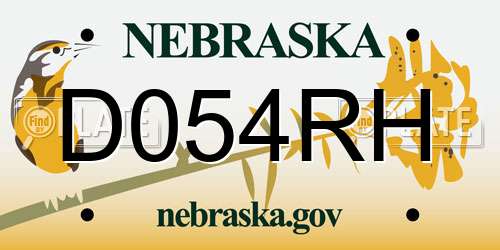 D054RH Nebraska License Plate