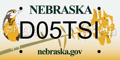 D05TSI Nebraska License Plate