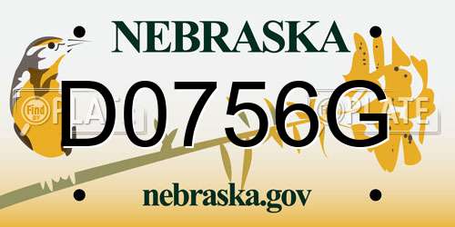 D0756G Nebraska License Plate