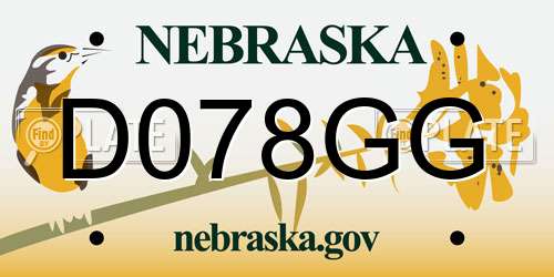 D078GG Nebraska License Plate