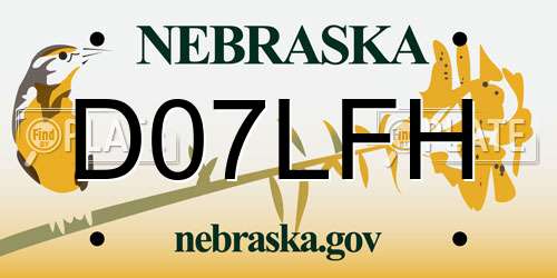 D07LFH Nebraska License Plate