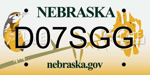 D07SGG Nebraska License Plate