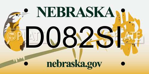 D082SI Nebraska License Plate