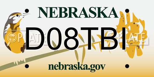 D08TBI Nebraska License Plate