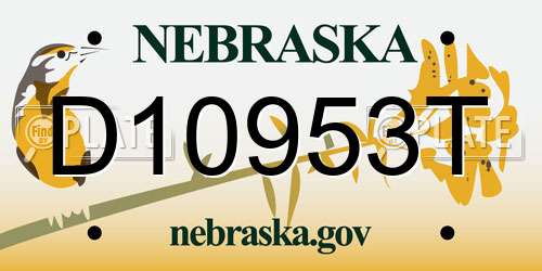 D10953T Nebraska License Plate