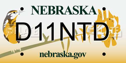 D11NTD Nebraska License Plate