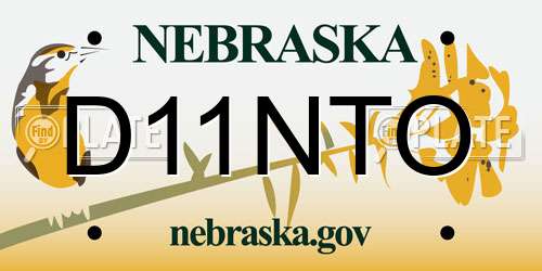 D11NTO Nebraska License Plate