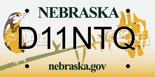 D11NTQ Nebraska License Plate