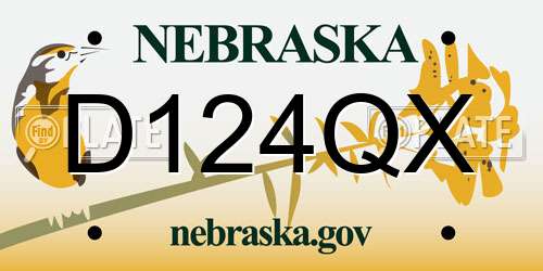 D124QX Nebraska License Plate