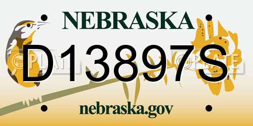 D13897S Nebraska License Plate
