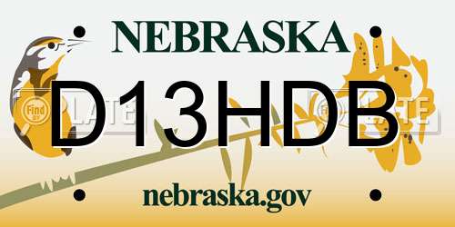 D13HDB Nebraska License Plate