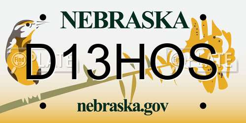 D13HOS Nebraska License Plate
