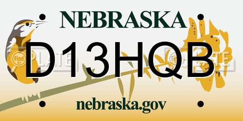 D13HQB Nebraska License Plate