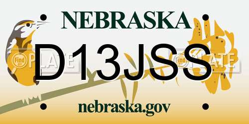 D13JSS Nebraska License Plate