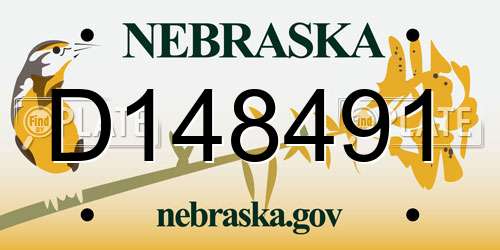 D148491 Nebraska License Plate