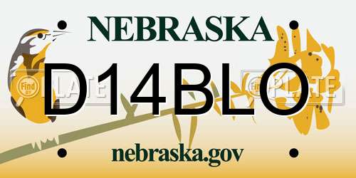 D14BLO Nebraska License Plate