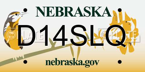 D14SLQ Nebraska License Plate