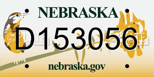 D153056 Nebraska License Plate