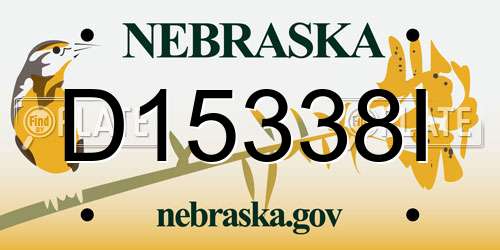 D15338I Nebraska License Plate